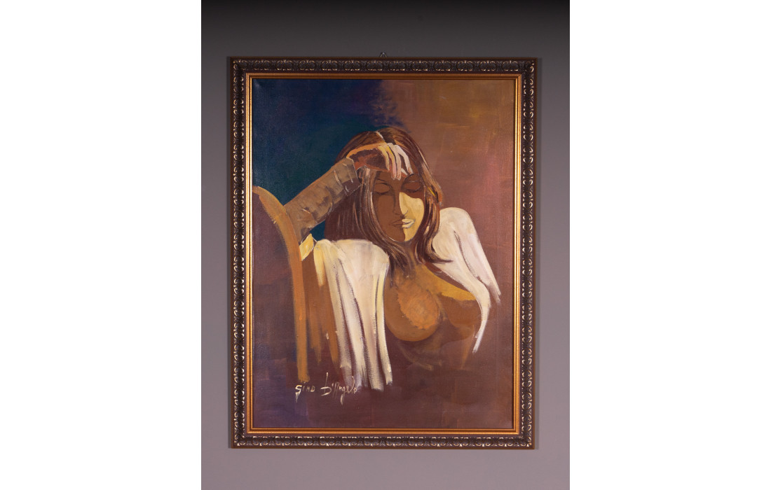 Painting with gold frame depicting a woman