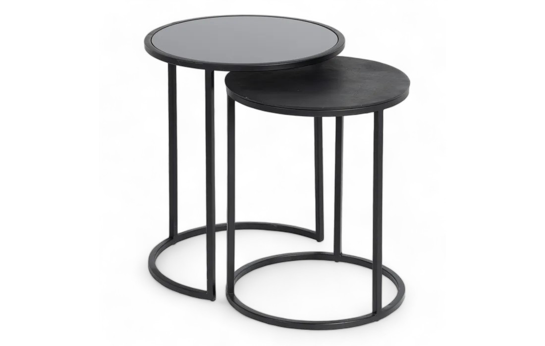 Pair of black extractable tables