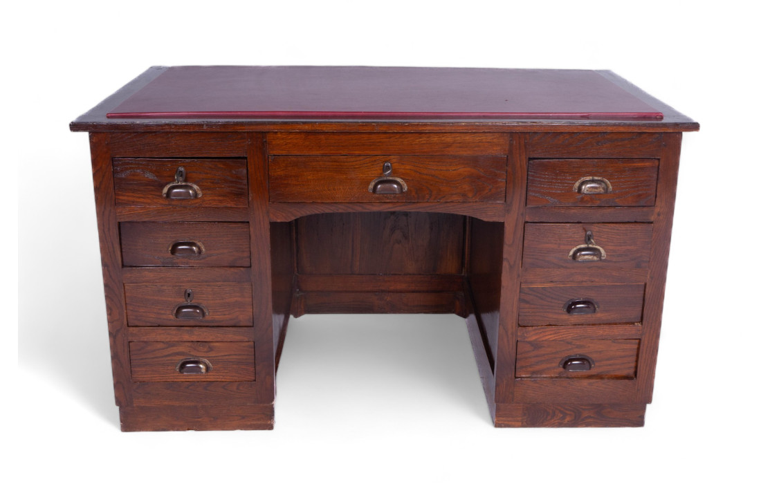 Wooden desk with leather top