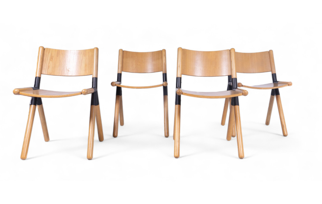 Mauro Pasquinelli set of 4 NODO model chairs for TISETTANTA