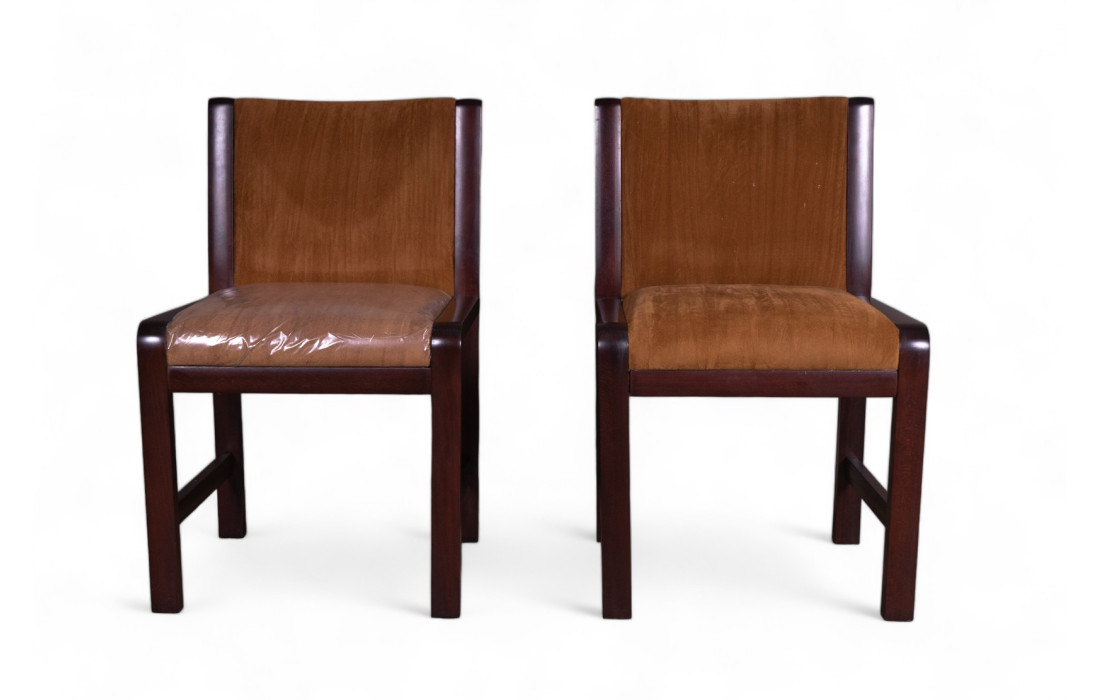 Two chairs in beech wood and velvet