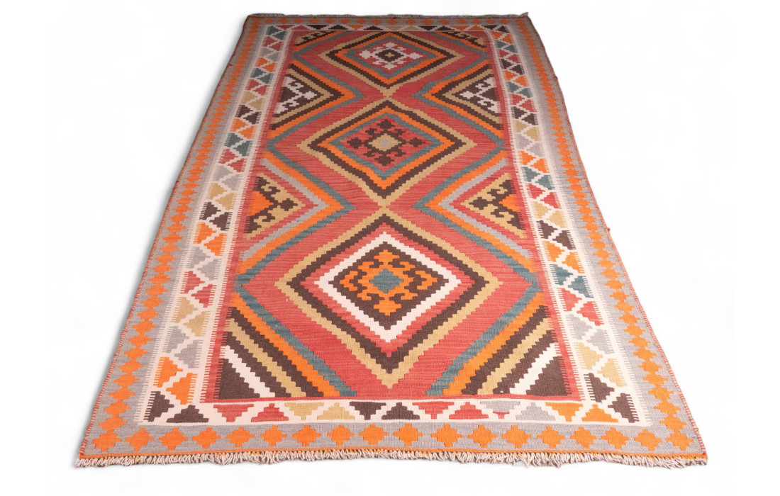 Rectangular Kilim carpet in wool