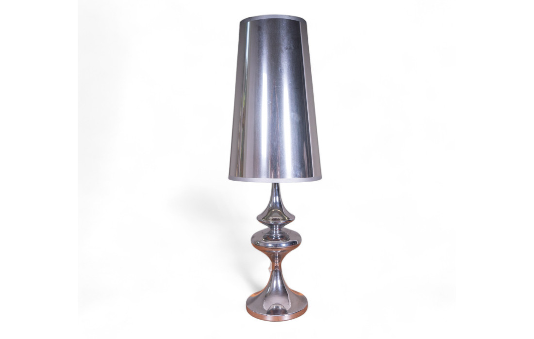 Polished silver table lamp