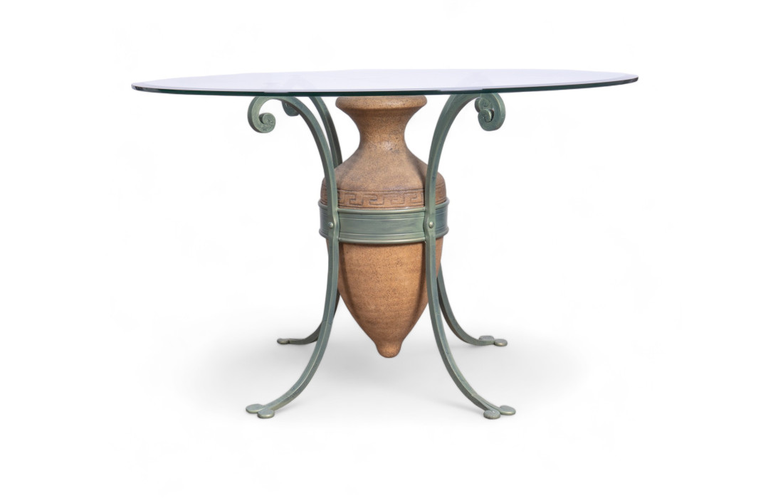 Round dining table with glass top