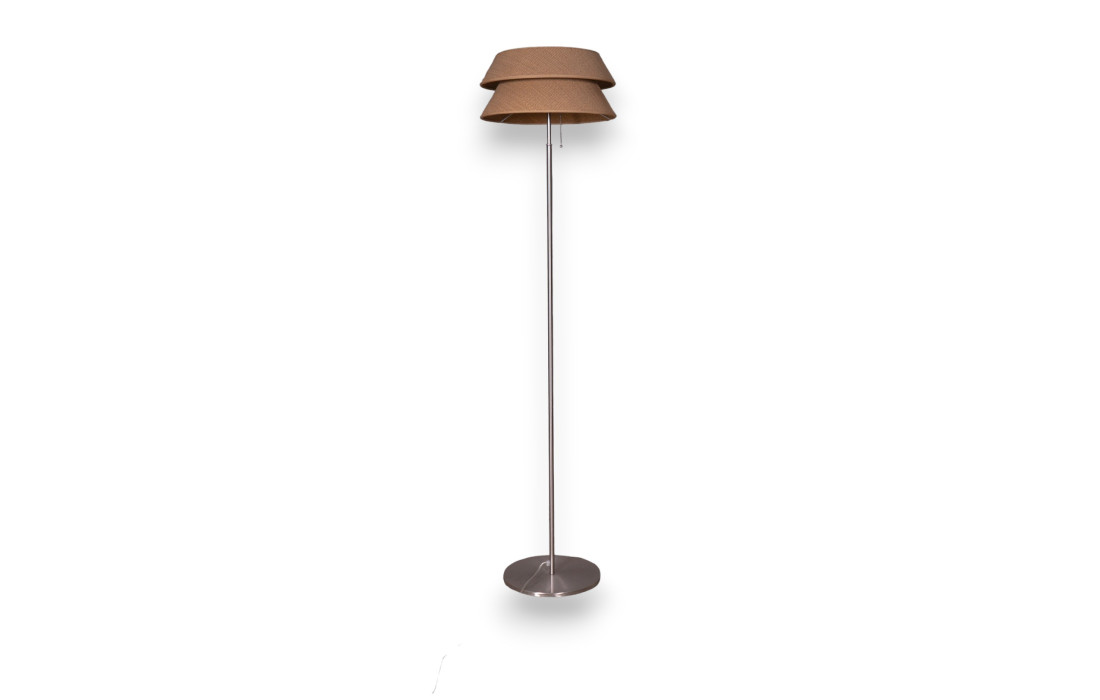 Floor lamp with straw lampshade