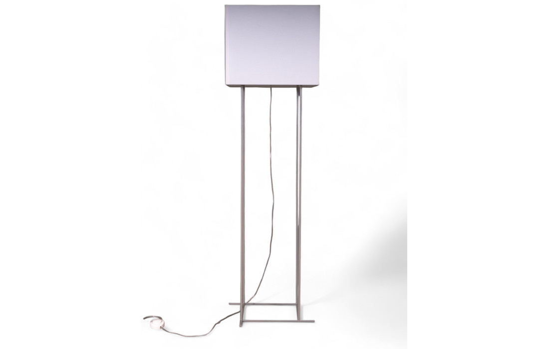 Floor lamp with white fabric shade