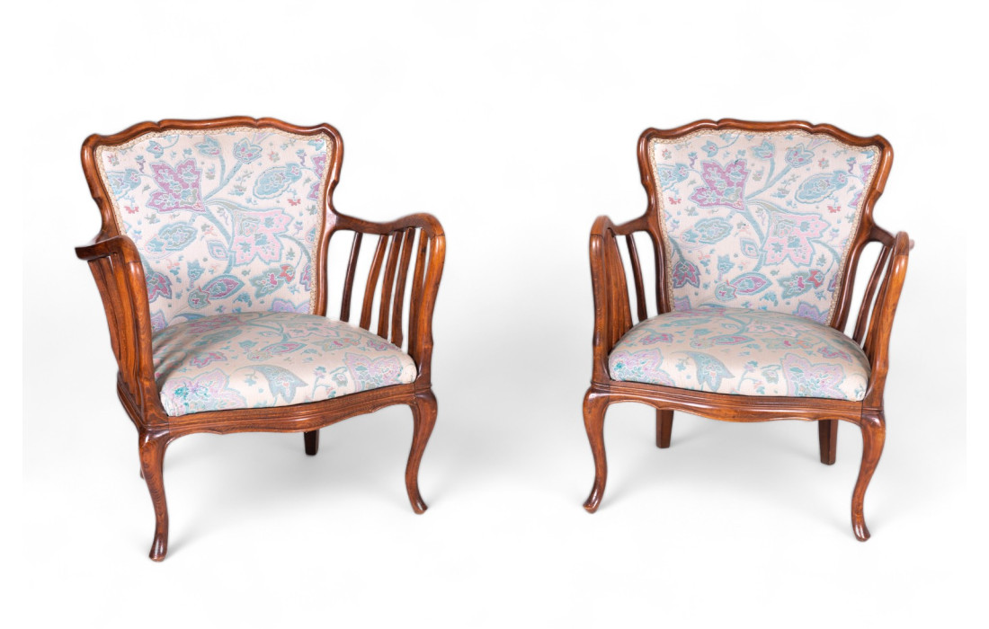 Pair of Cherry Floral Armchairs