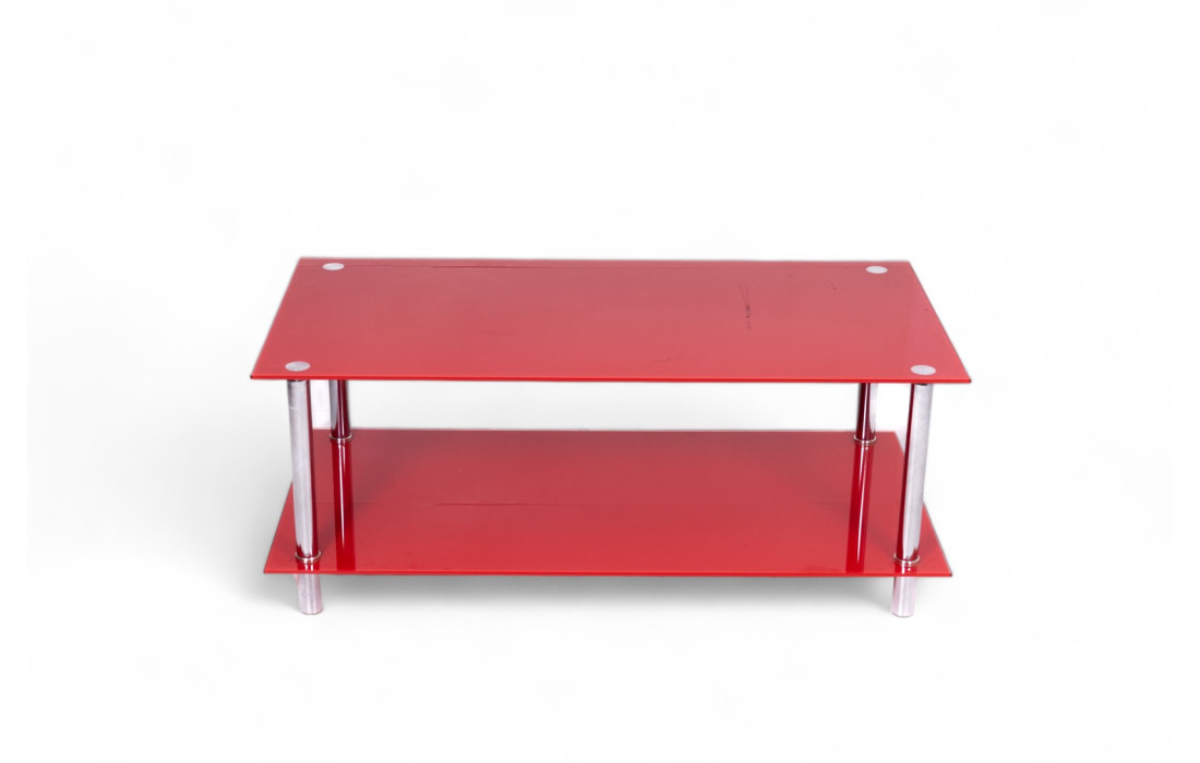 Tavolino rettangolare in vetro rosso