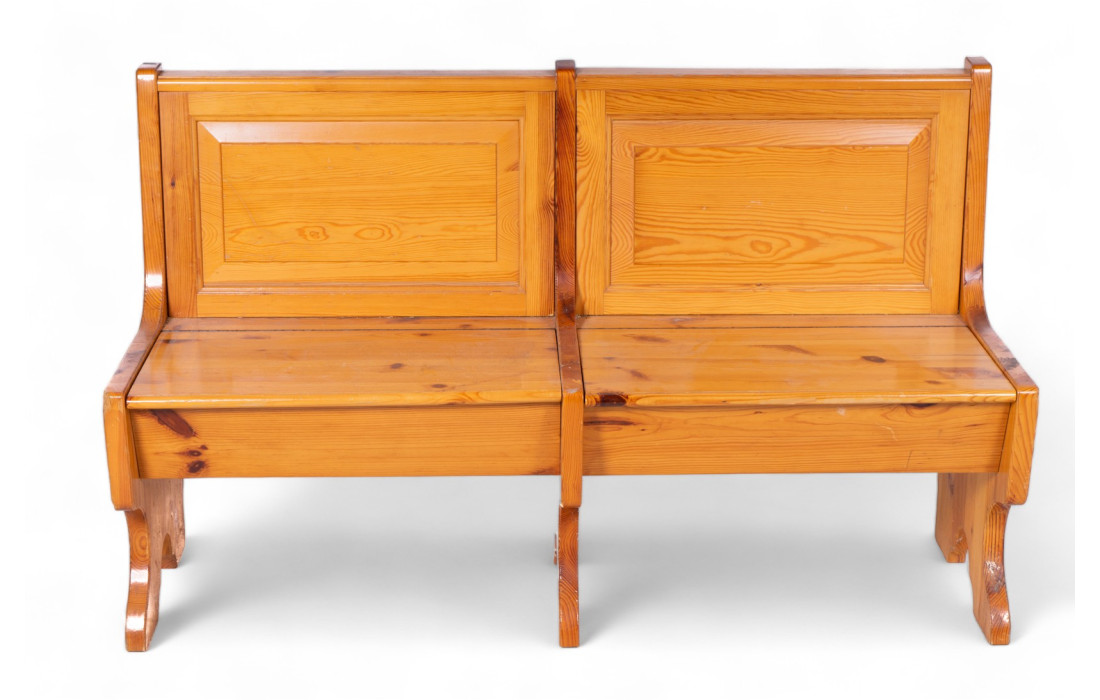 wooden bench with two compartments
