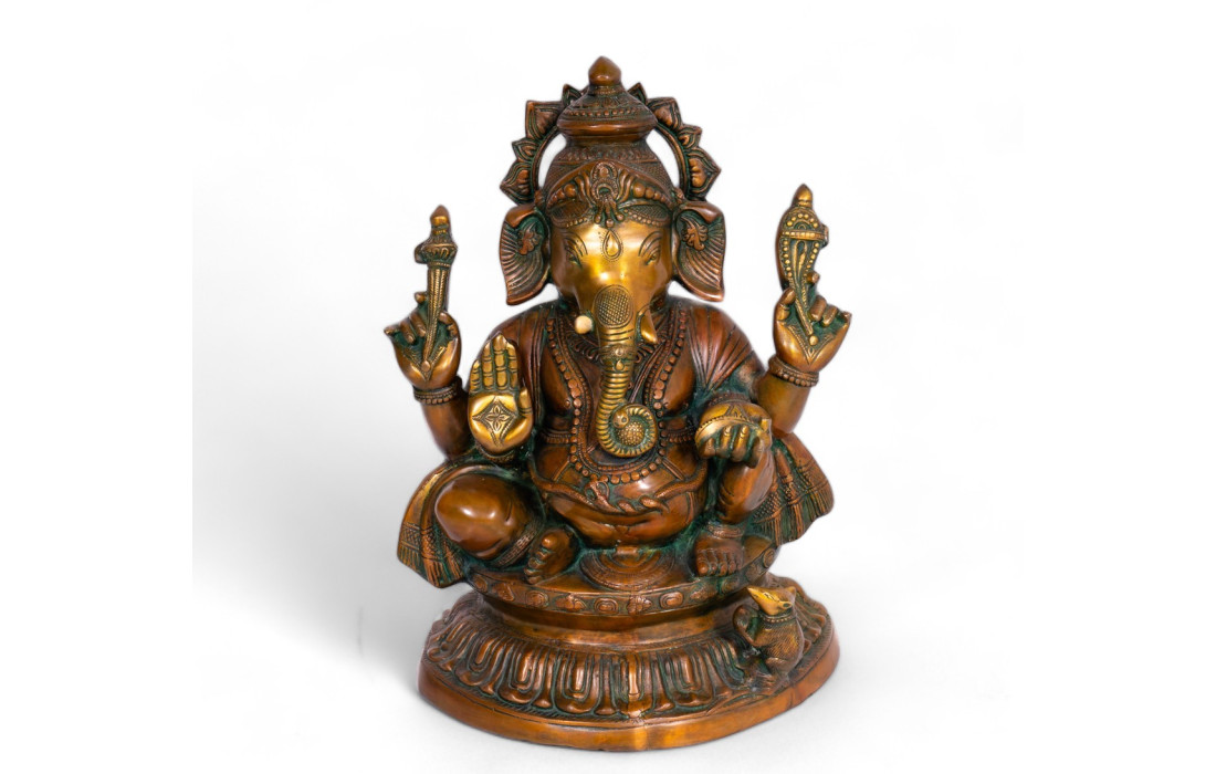 Statua in metallo (ottone) raffigurante la divinità Ganesh
